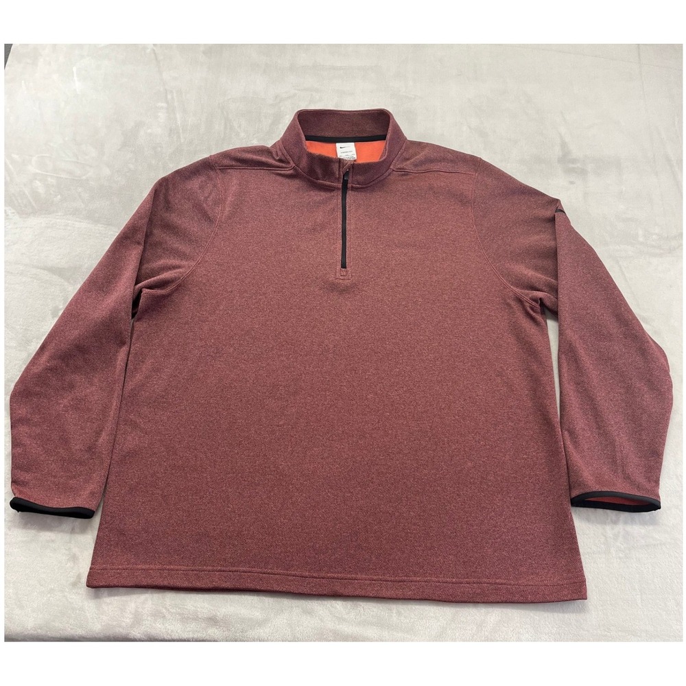 Nike Pullover Top Mens XXL Burgundy Therma-FIT 1/4 Zip Fleece Athletic Excellent